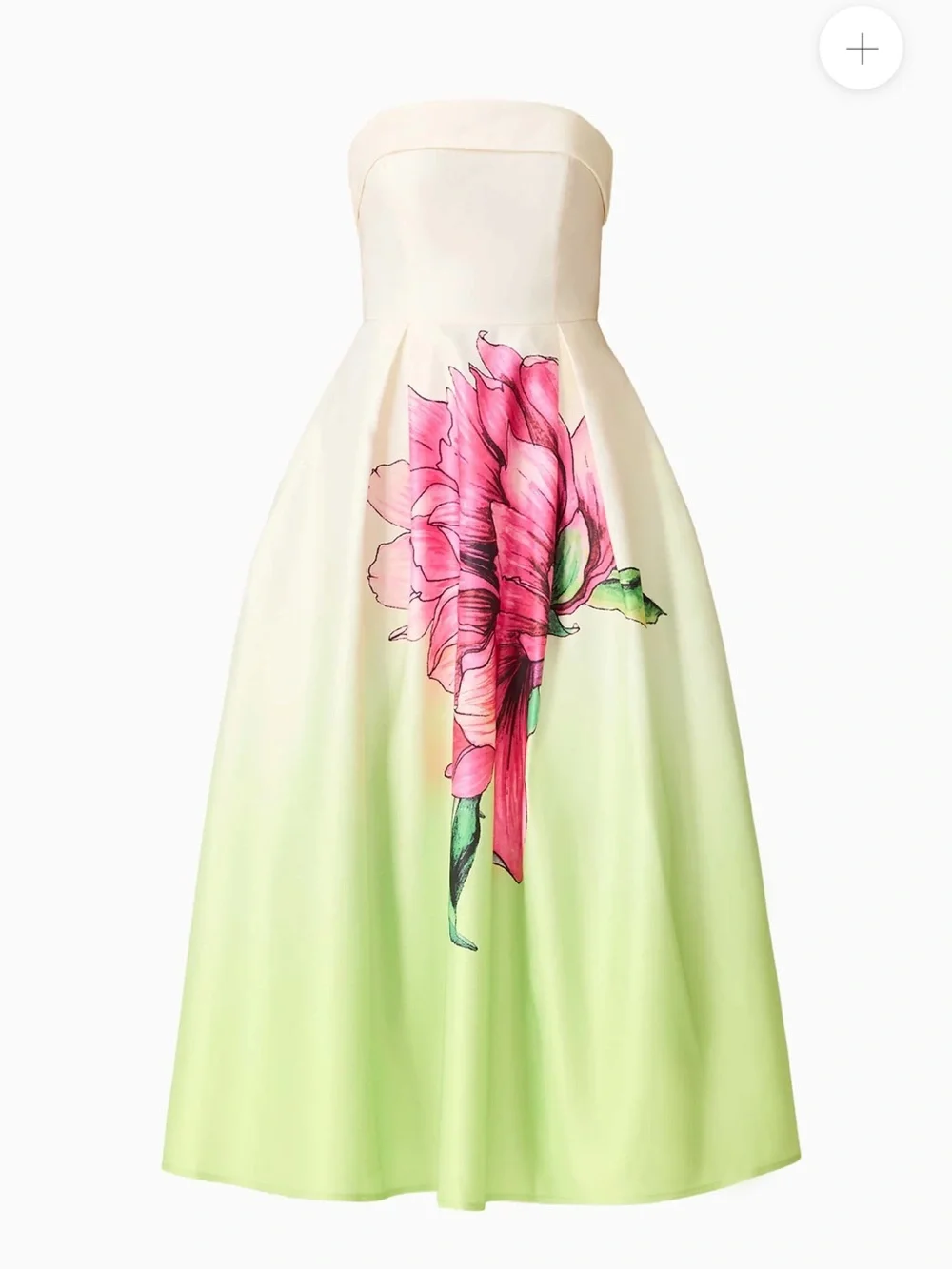 elliatt elisia green & pink floral print strapless satin maxi gown dress small - Picture 12 of 13